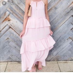 LOFT Tiered Ruffle Blush Maxi Dress